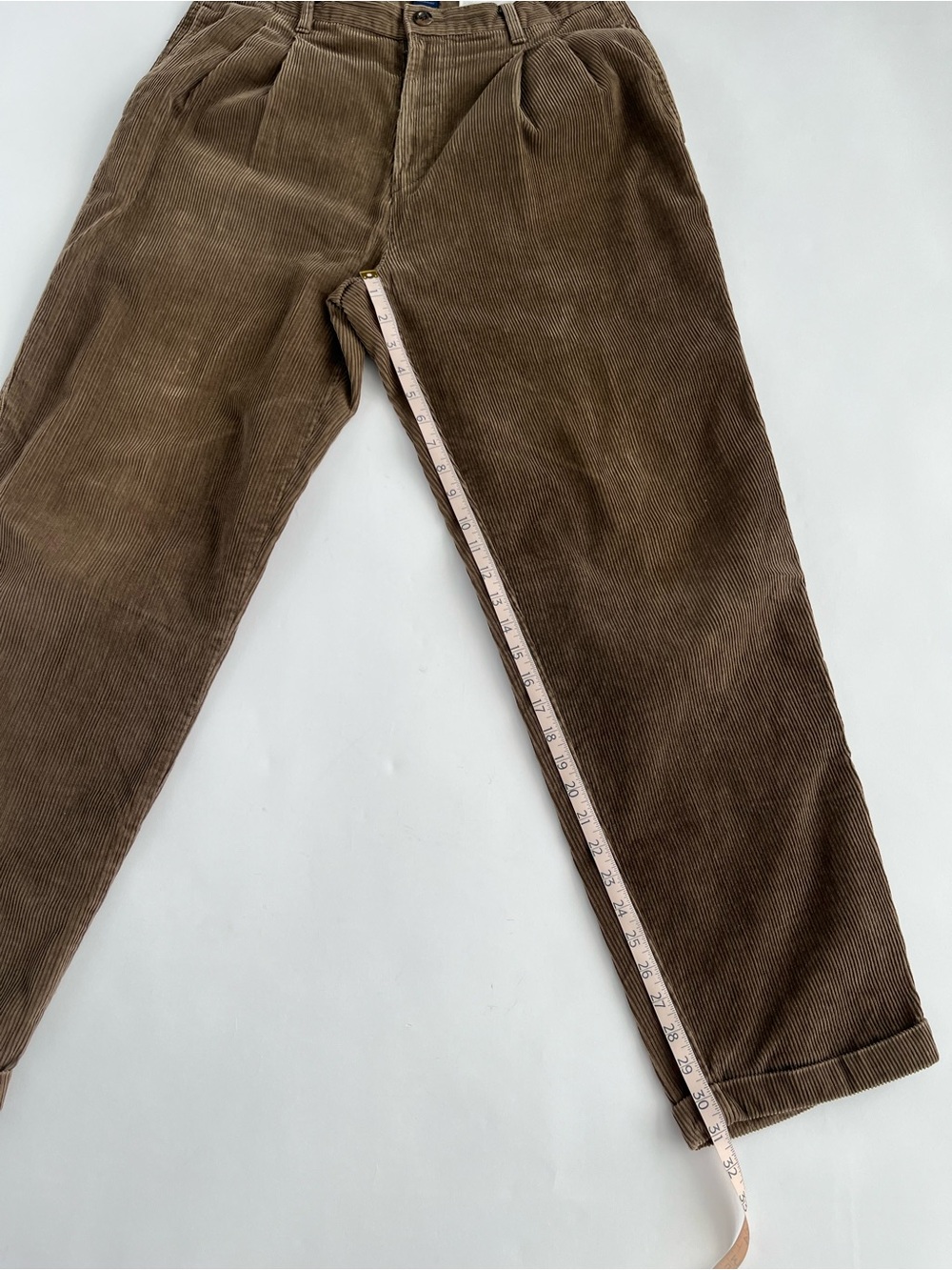 Chaps Ralph Lauren Men's Dark Brown Corduroy Pleated Pants - Picture 5 of 7